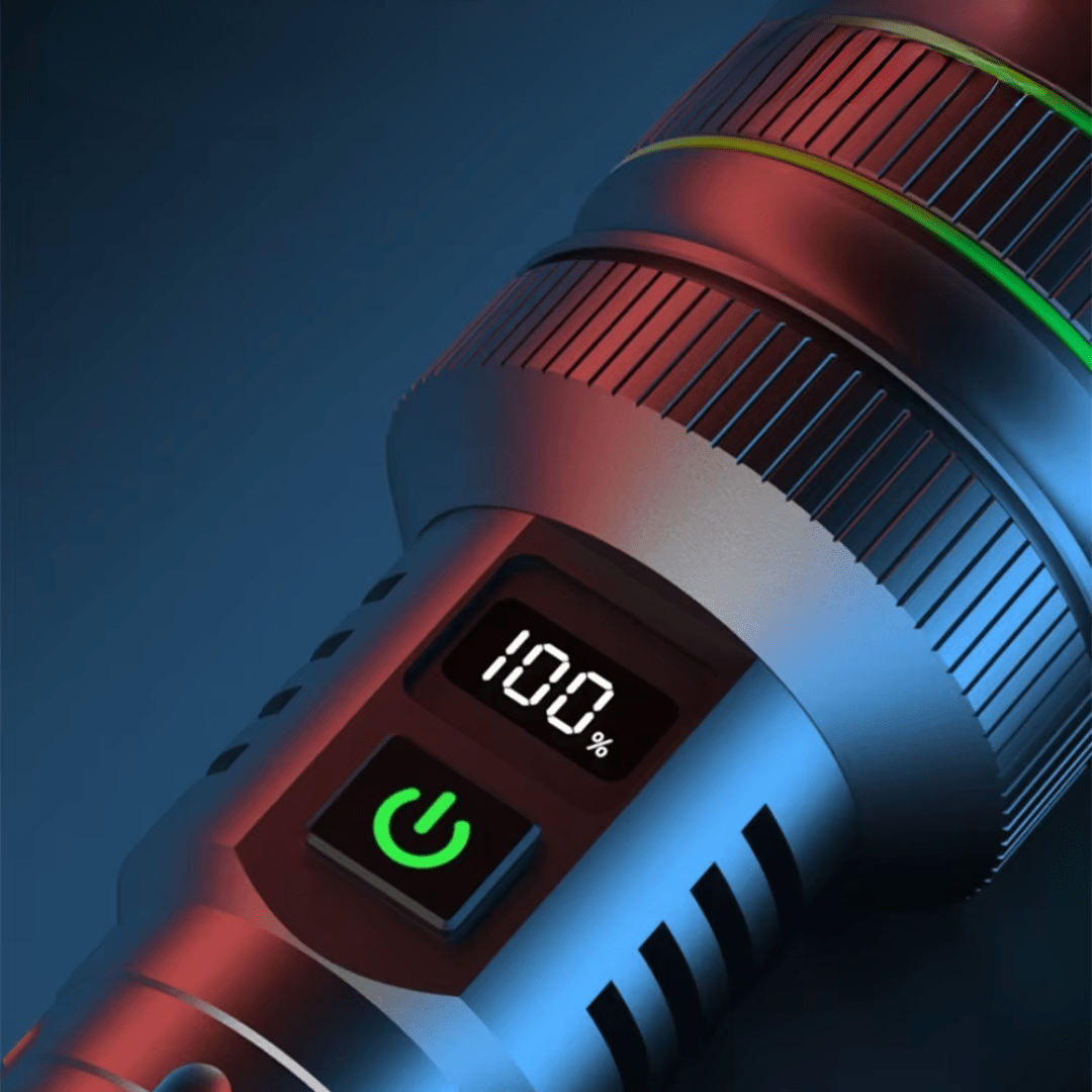 Wiederaufladbare LED-Taschenlampe mit LCD-Display & Powerbank-Funktion – 5 Modi, 1000 Lumen, IPX6 wasserdicht, USB-C Ladeanschluss