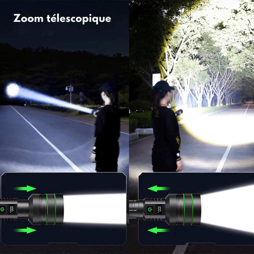 Wiederaufladbare LED-Taschenlampe mit LCD-Display & Powerbank-Funktion – 5 Modi, 1000 Lumen, IPX6 wasserdicht, USB-C Ladeanschluss