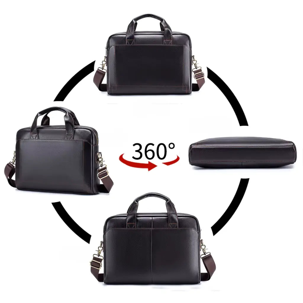 Dunkelbraune Laptoptasche aus echtem Leder – Stilvoll, langlebig & funktional