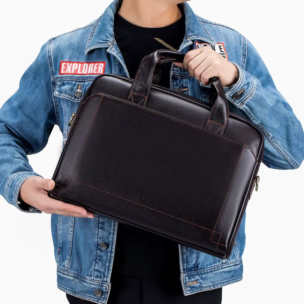 Dunkelbraune Laptoptasche aus echtem Leder – Stilvoll, langlebig & funktional