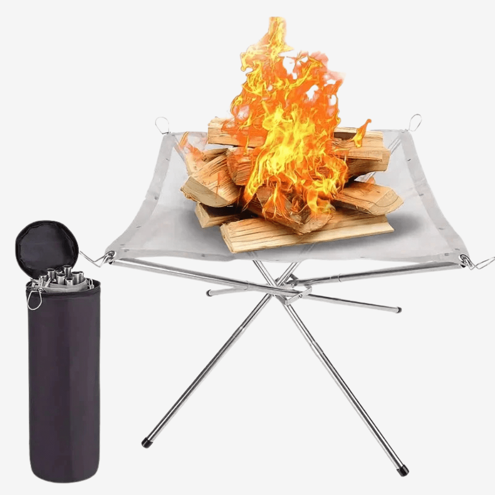 Tragbare Feuerstelle aus Edelstahl – faltbar, leicht & ideal für Camping, Garten & Outdoor