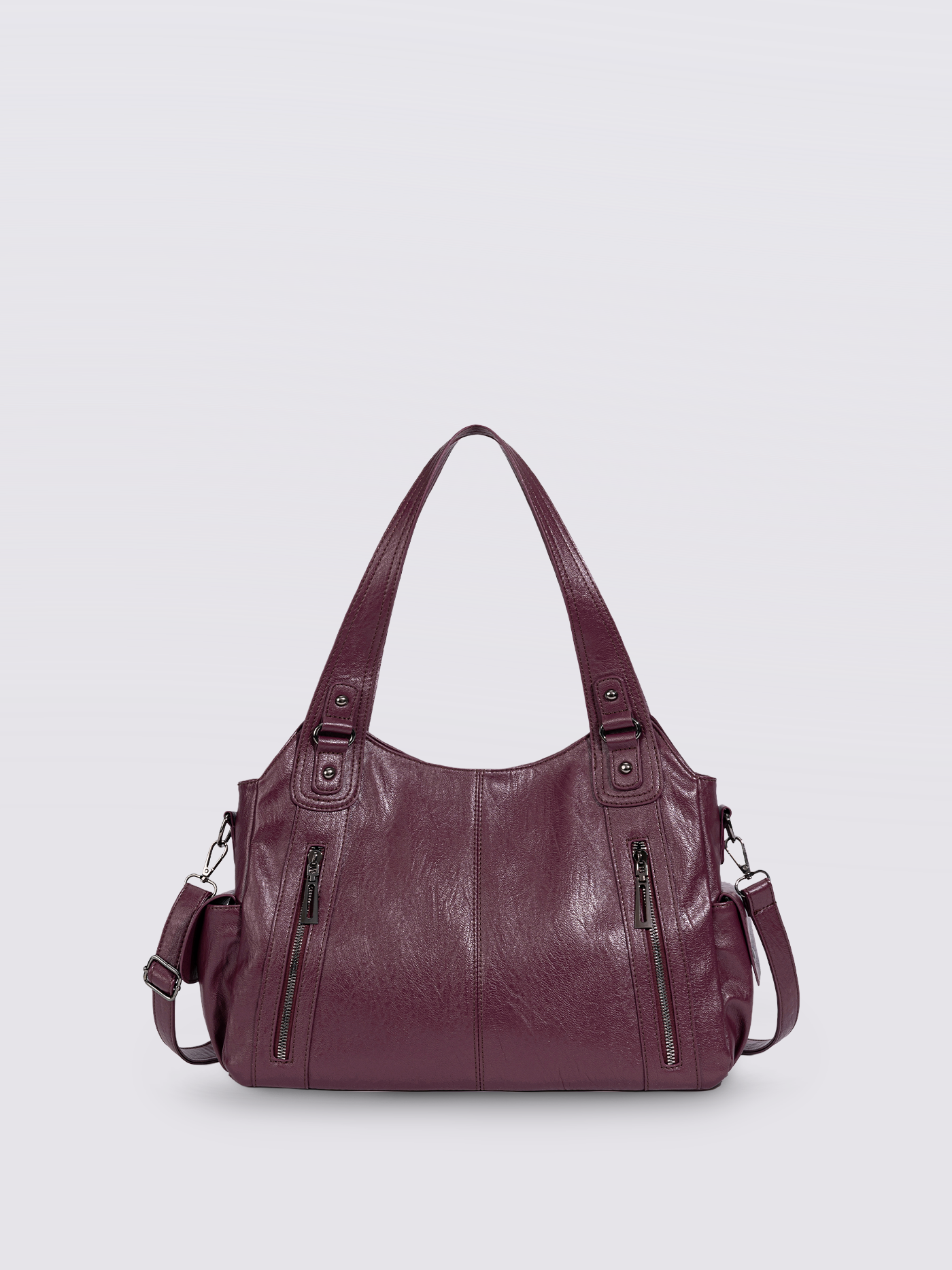 Schwarze Schultertasche Damen mit Seitentaschen – Geräumig & Elegant