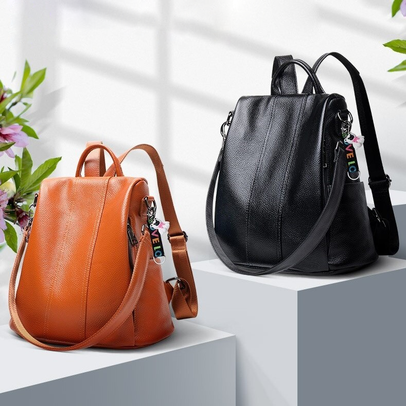 Eleganter Damen-Rucksack aus PU-Leder – Groß, Wasserabweisend, Vielseitig für Arbeit, Schule & Reisen