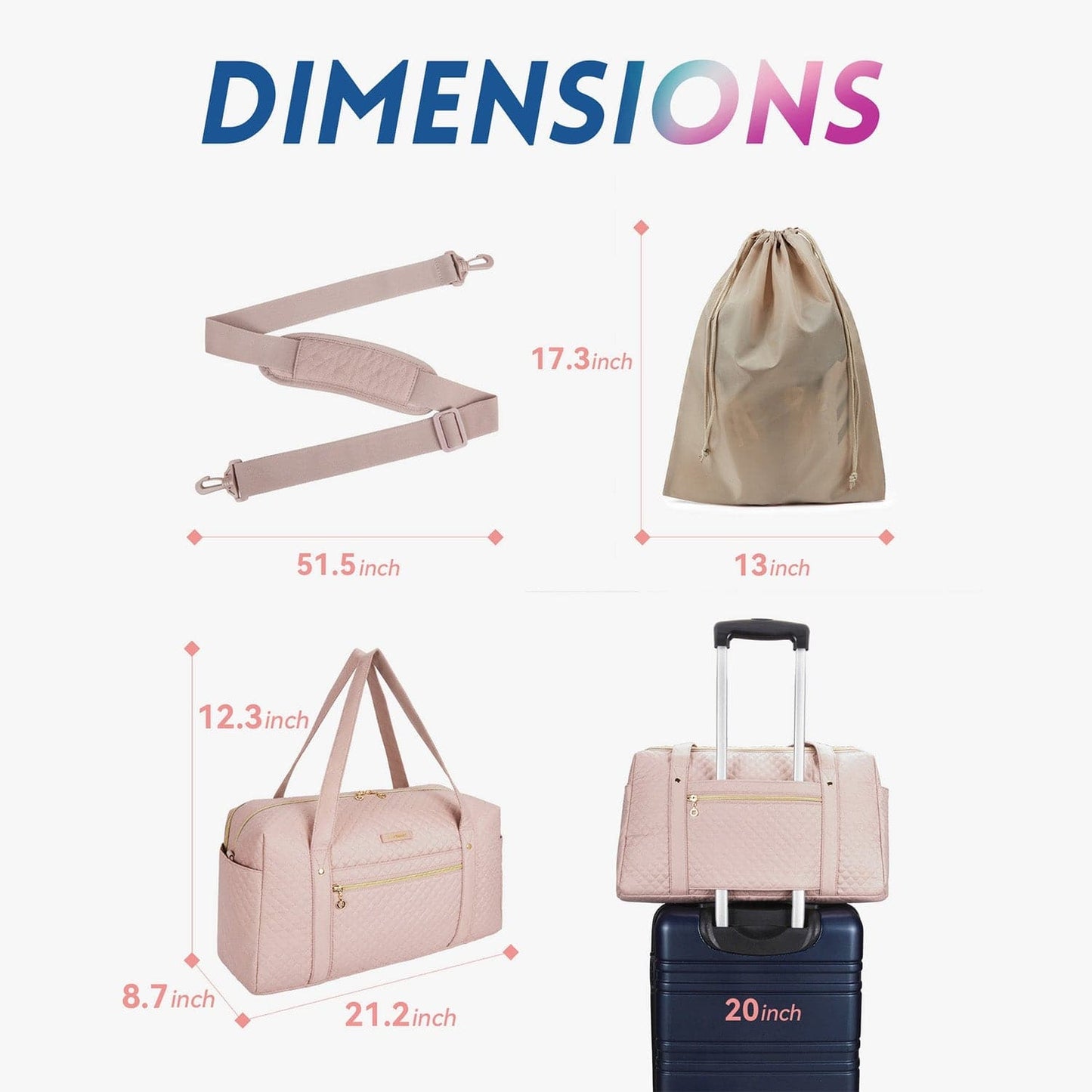 Weekender Reisetasche Damen – Große Handgepäck Tasche mit Schuhfach & Wasserabweisendem Material