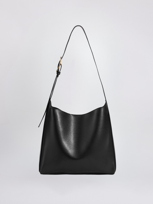 Minimalistische Vegan-Leder-Schultertasche – Schwarz & Bordeaux – Zeitloses Design für jeden Anlass