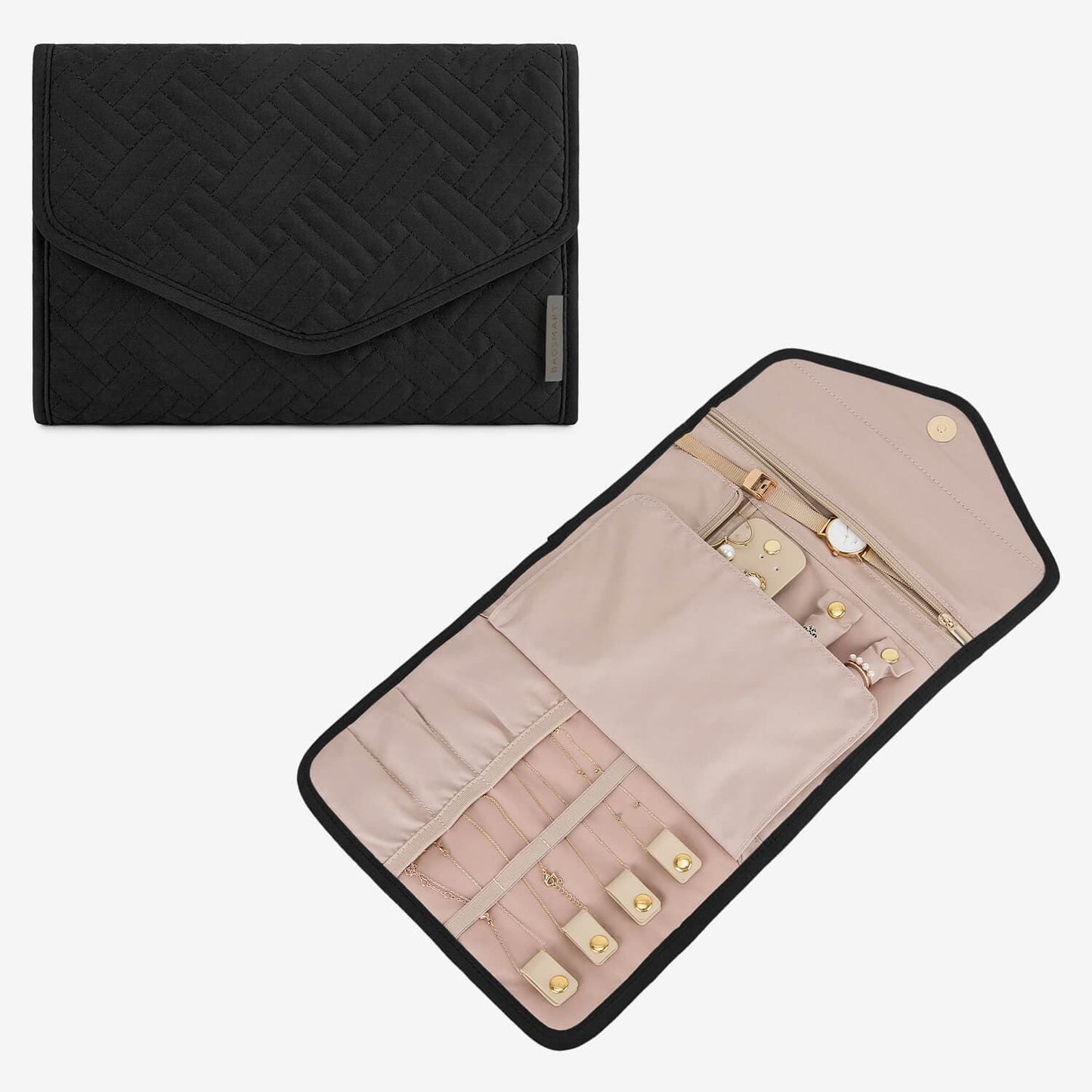 Schmucktasche Organizer – Kompakte Schmuck Aufbewahrung für Reisen im Umschlag-Design