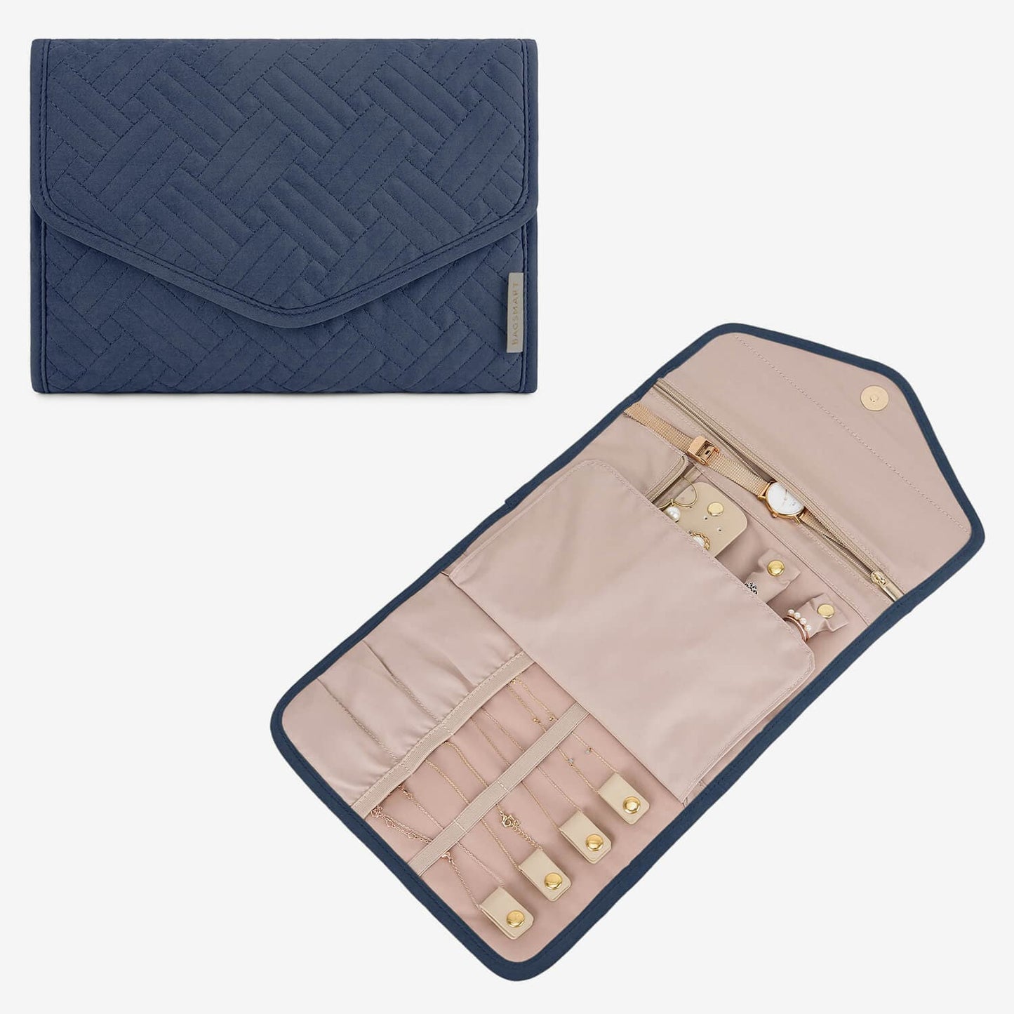 Schmucktasche Organizer – Kompakte Schmuck Aufbewahrung für Reisen im Umschlag-Design