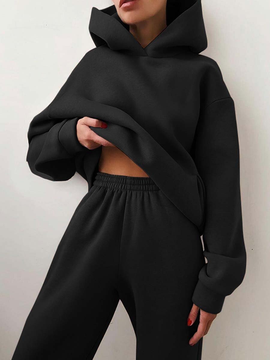Damen Hausanzug mit Hoodie – Bequemes Loungewear Set