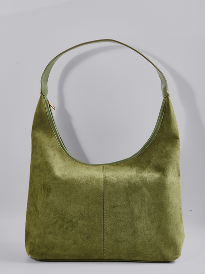 Schwarze Wildleder Schultertasche Damen – Minimalistisches & Geräumiges Design