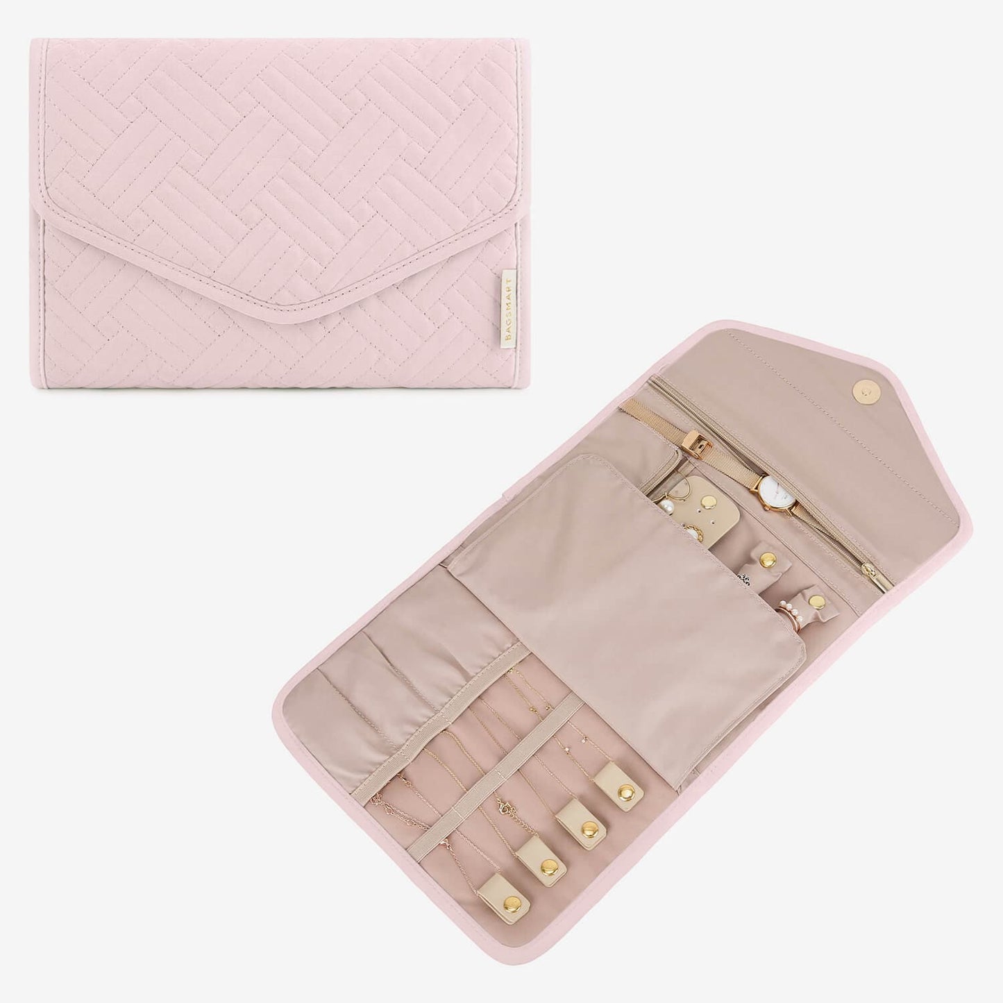 Schmucktasche Organizer – Kompakte Schmuck Aufbewahrung für Reisen im Umschlag-Design