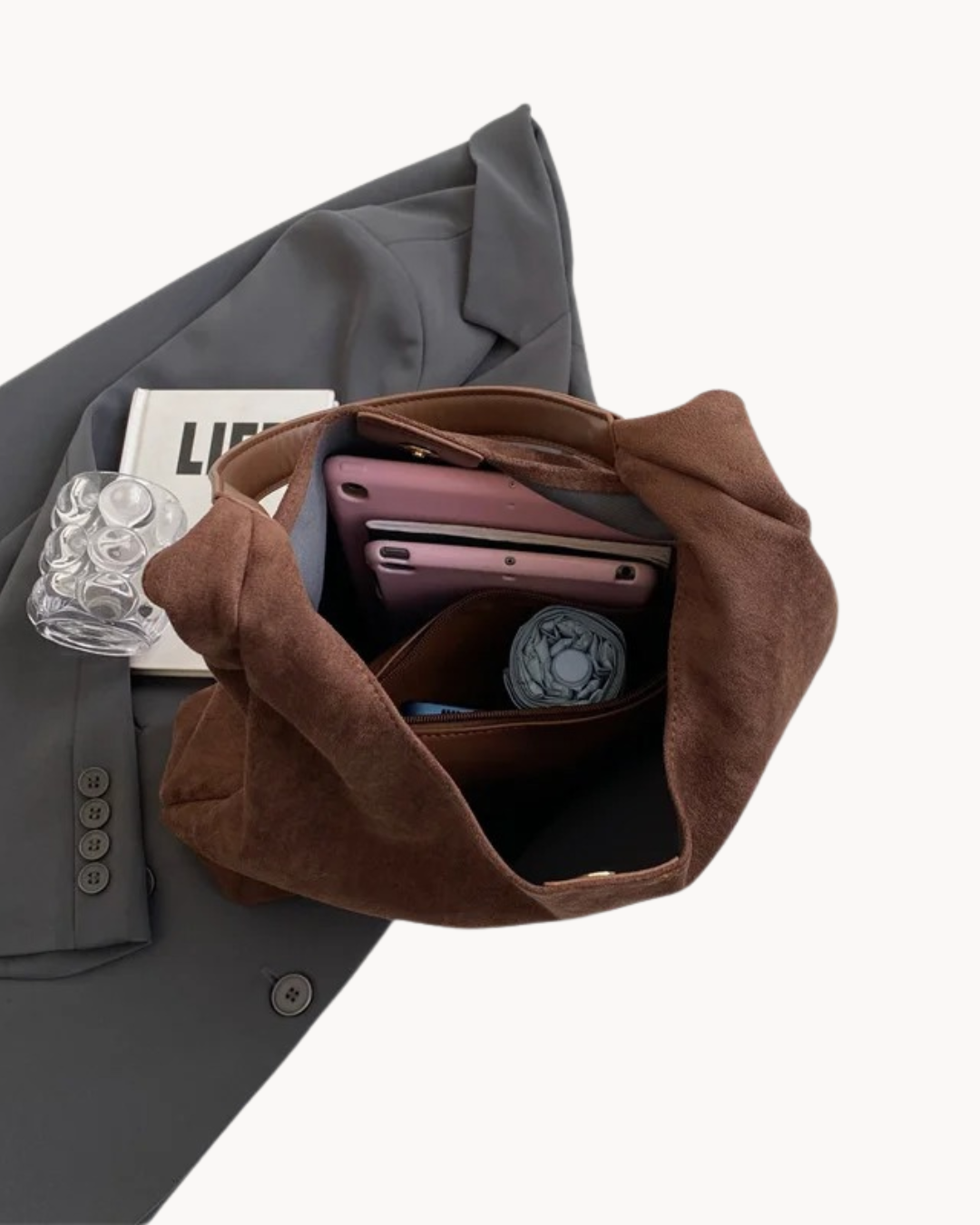 Elegante Wildleder-Schultertasche für Damen – Leicht, geräumig & vielseitig einsetzbar