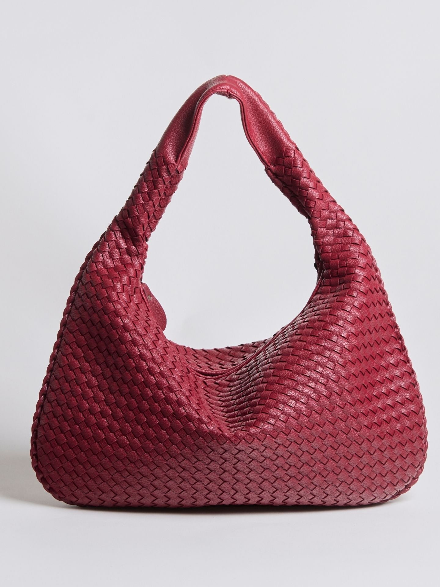 Luxuriöse Geflochtene Schultertasche für Damen – Schwarz und Rot – Geräumig & Stilvoll