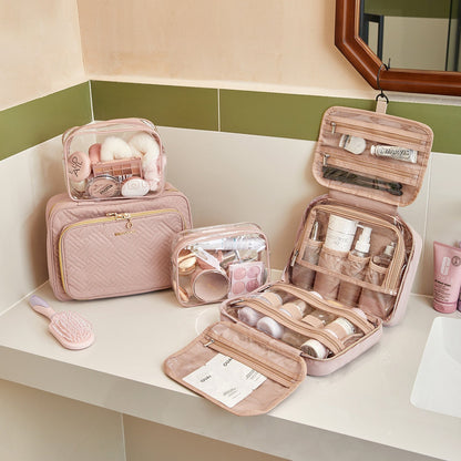Wasserdichte Kulturtasche mit Transparentem Reiseset – Luxus Kosmetik- & Make-up Tasche für Reisen