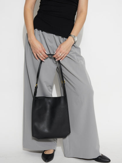 Minimalistische Schultertasche Damen – Schwarz & Braun, Geräumig & Elegant