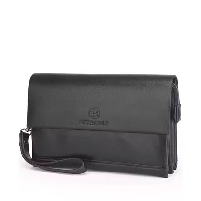 Leder Herren Portemonnaie mit Handgelenkriemen – Multifunktionale Clutch mit Reißverschlussfächern