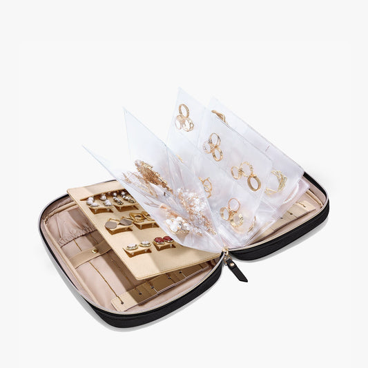 Luxus Schmuckkästchen für Reisen – Kompakter Organizer für Ringe, Ketten & Ohrringe