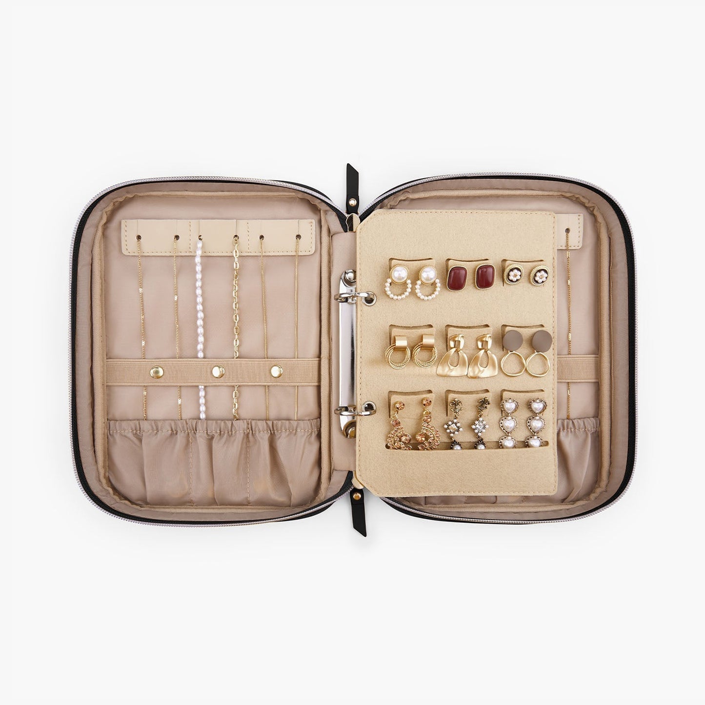 Luxus Schmuckkästchen für Reisen – Kompakter Organizer für Ringe, Ketten & Ohrringe