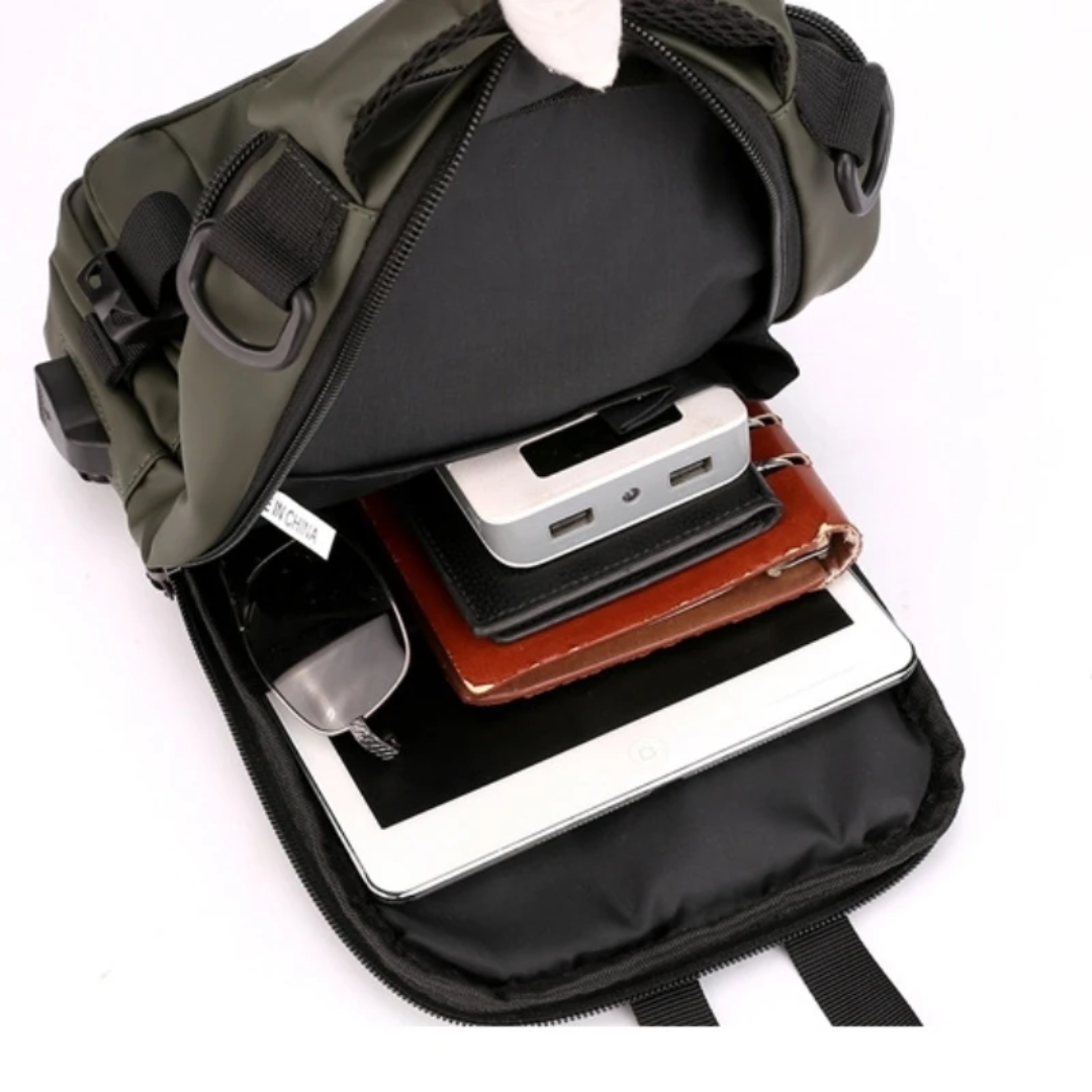 Wasserfeste Crossbody-Tasche mit USB-Anschluss – Anti-Diebstahl, Verstellbarer Schultergurt, Ideal für Reisen und Alltag