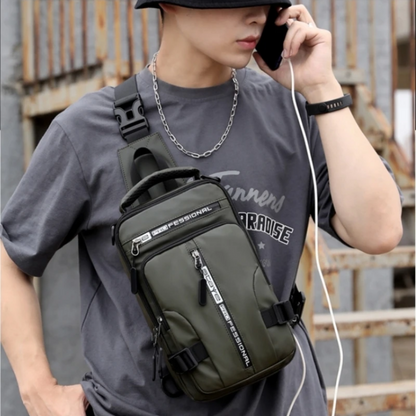 Wasserfeste Crossbody-Tasche mit USB-Anschluss – Anti-Diebstahl, Verstellbarer Schultergurt, Ideal für Reisen und Alltag