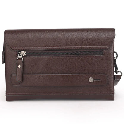 Leder Herren Portemonnaie mit Handgelenkriemen – Multifunktionale Clutch mit Reißverschlussfächern