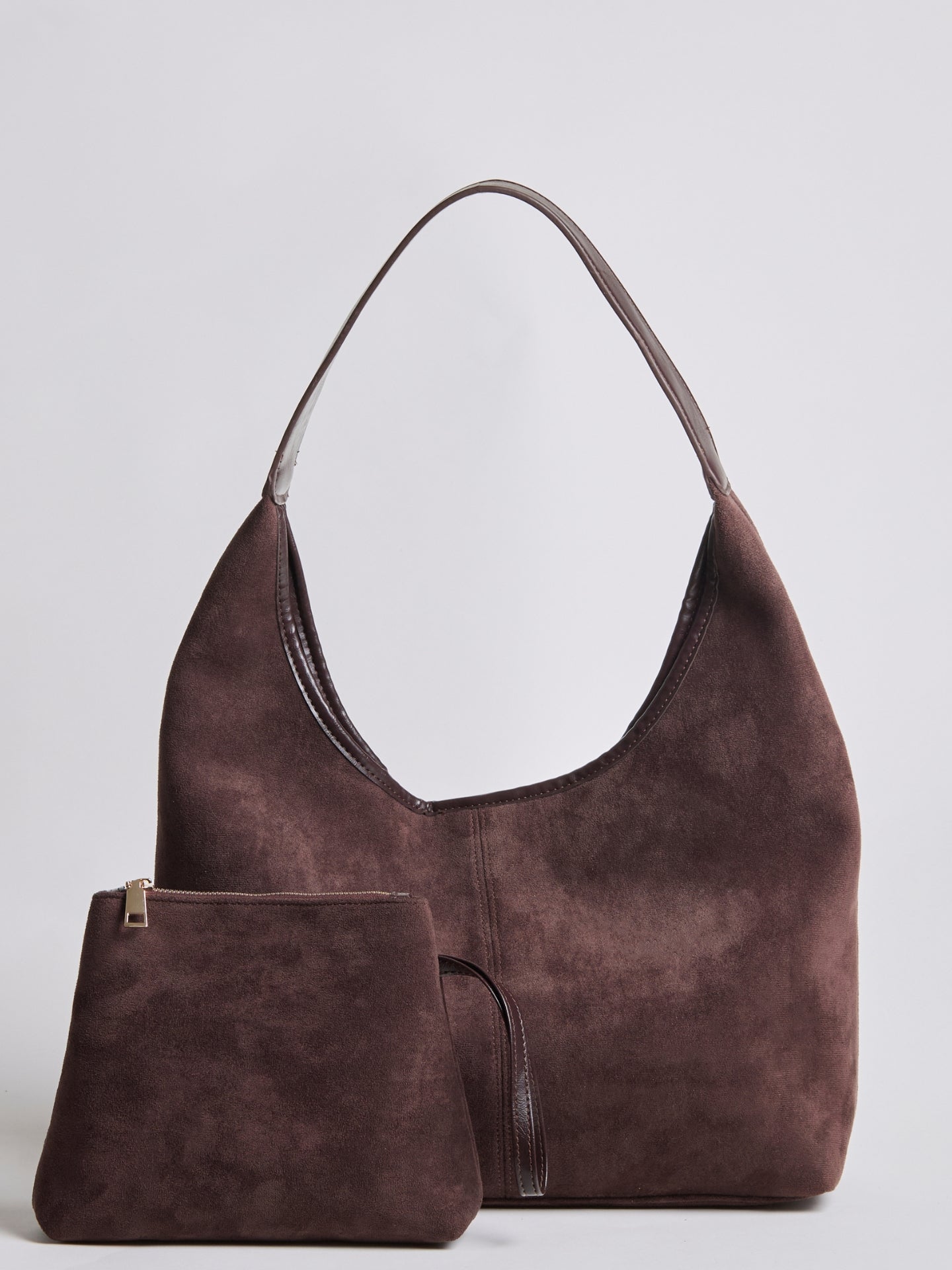 Schwarze Wildleder Schultertasche Damen – Minimalistisches & Geräumiges Design