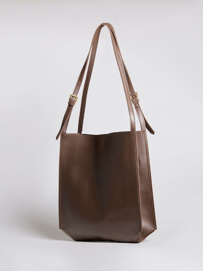 Minimalistische Schultertasche Damen – Schwarz & Braun, Geräumig & Elegant