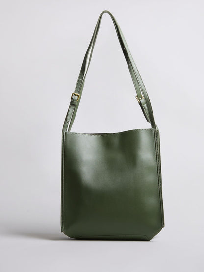 Minimalistische Schultertasche Damen – Schwarz & Braun, Geräumig & Elegant