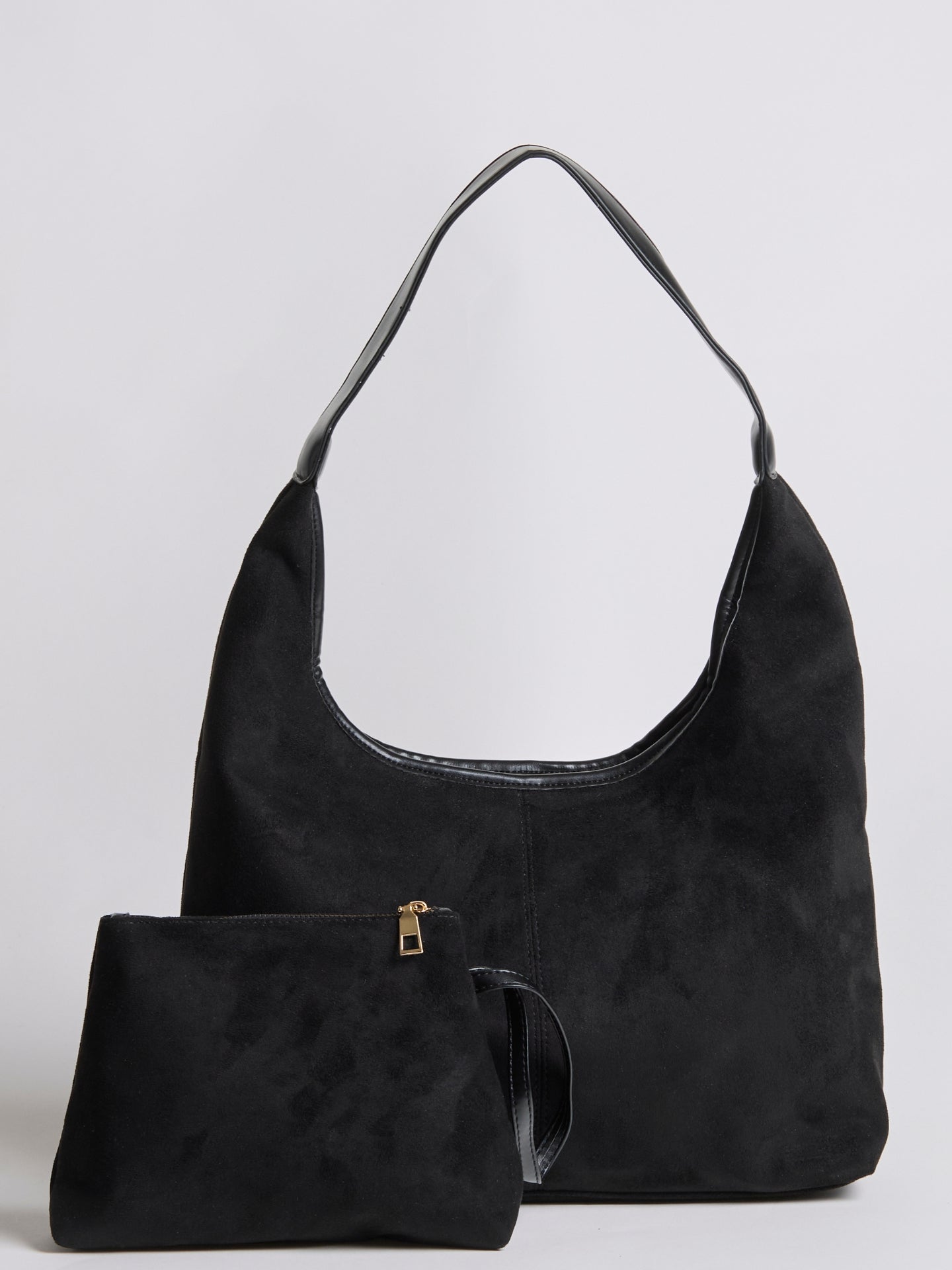 Schwarze Wildleder Schultertasche Damen – Minimalistisches & Geräumiges Design