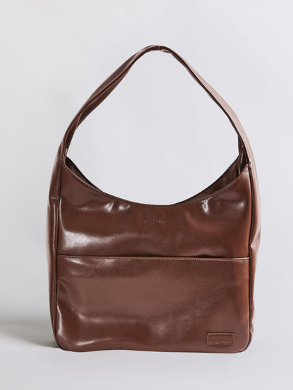 Geräumige Schwarze Schultertasche aus Veganer Leder – Minimalistisches Design