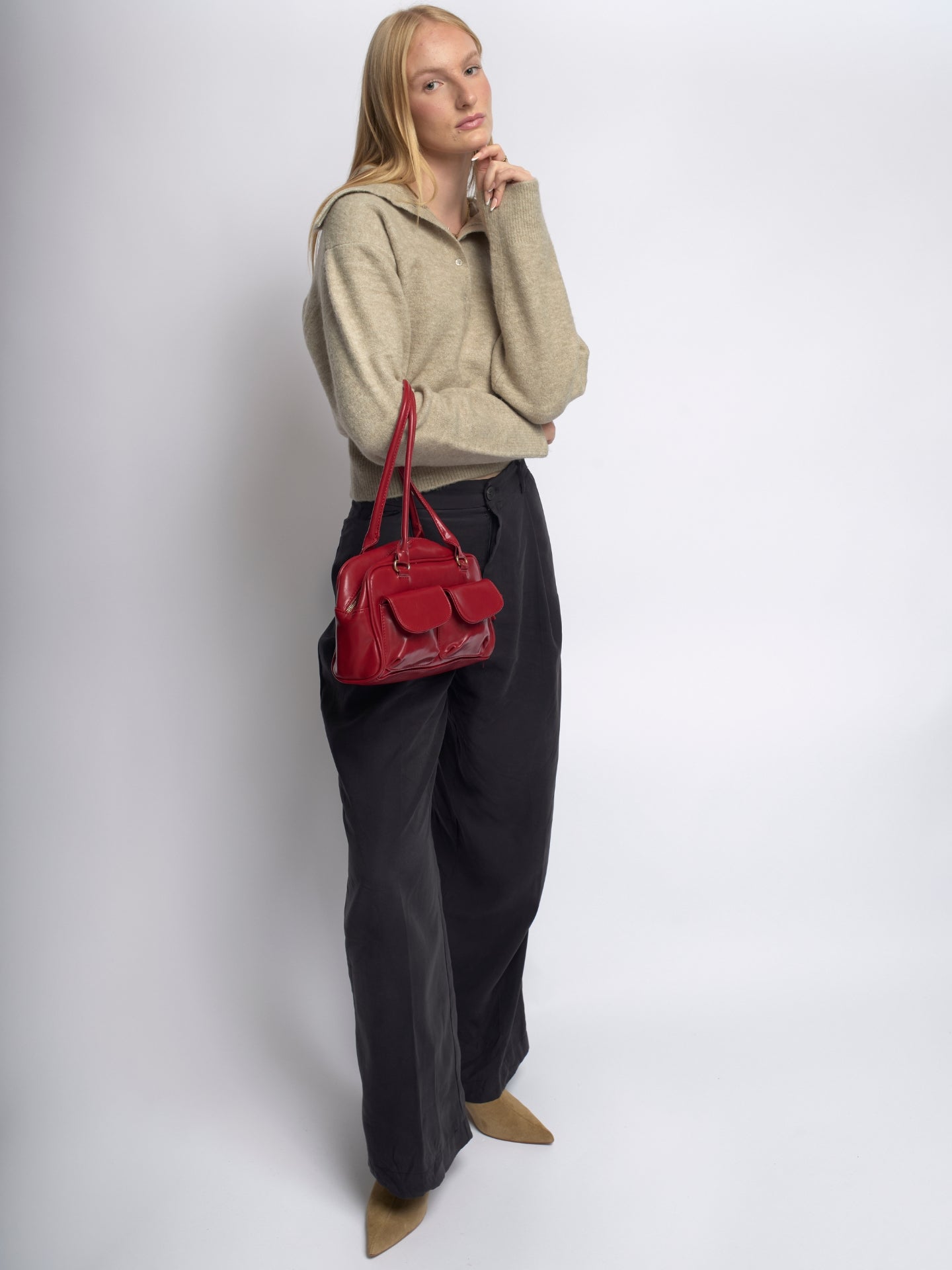 Liorra Vegane Leder Handtasche mit Doppelten Fächern – Elegant & Funktional