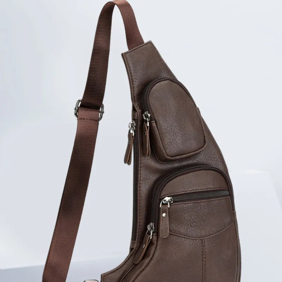 Crossbody Umhängetasche für Herren – Leder Sling Bag mit Mehreren Fächern