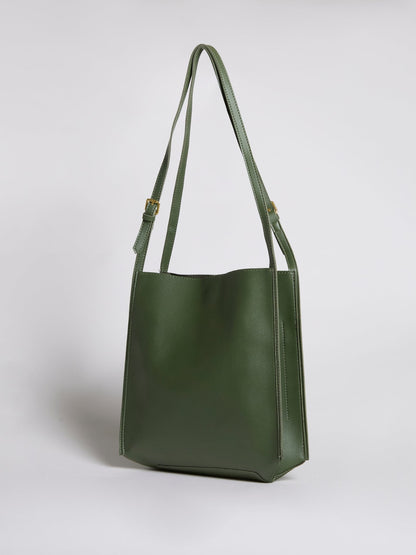 Minimalistische Schultertasche Damen – Schwarz & Braun, Geräumig & Elegant