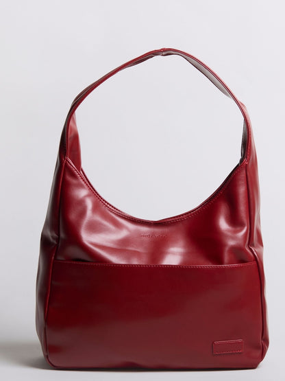Geräumige Schwarze Schultertasche aus Veganer Leder – Minimalistisches Design