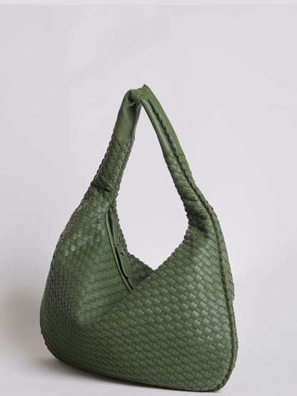 Luxuriöse Geflochtene Schultertasche für Damen – Schwarz und Rot – Geräumig & Stilvoll