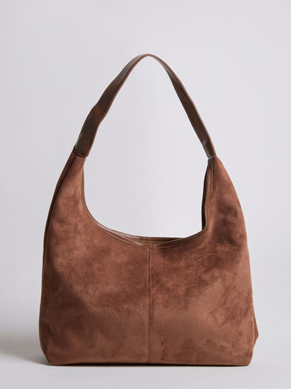 Schwarze Wildleder Schultertasche Damen – Minimalistisches & Geräumiges Design
