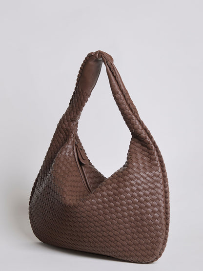 Luxuriöse Geflochtene Schultertasche für Damen – Schwarz und Rot – Geräumig & Stilvoll