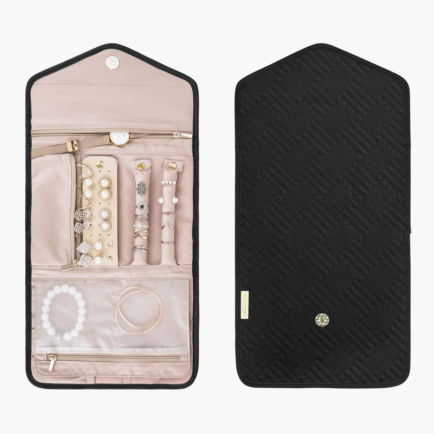 Schmucktasche Organizer – Kompakte Schmuck Aufbewahrung für Reisen im Umschlag-Design