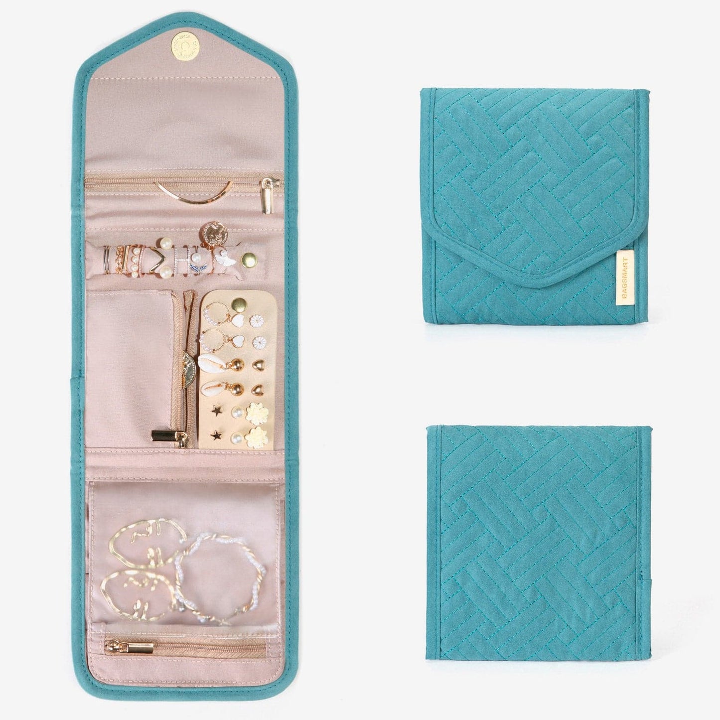 Schmucktasche Organizer – Kompakte Schmuck Aufbewahrung für Reisen im Umschlag-Design