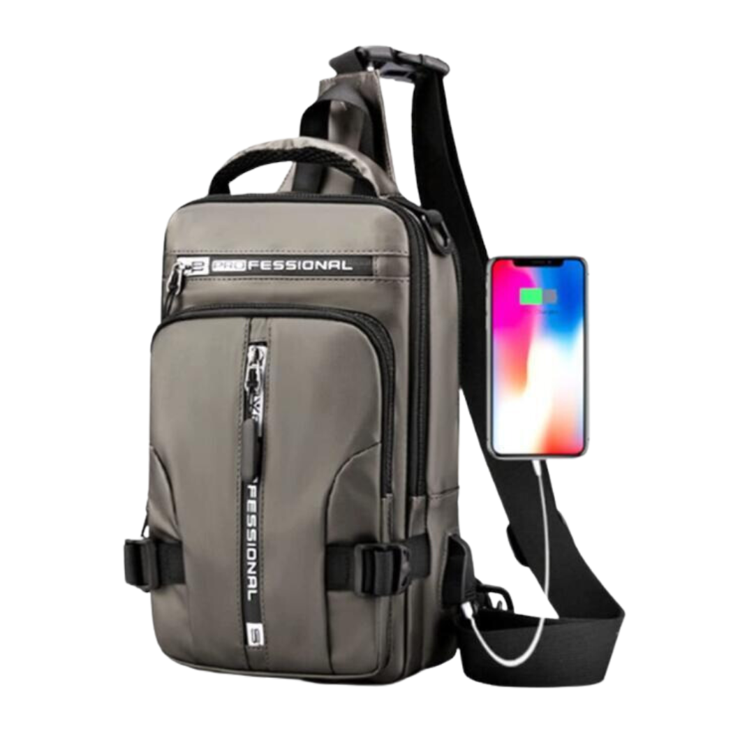 Wasserfeste Crossbody-Tasche mit USB-Anschluss – Anti-Diebstahl, Verstellbarer Schultergurt, Ideal für Reisen und Alltag