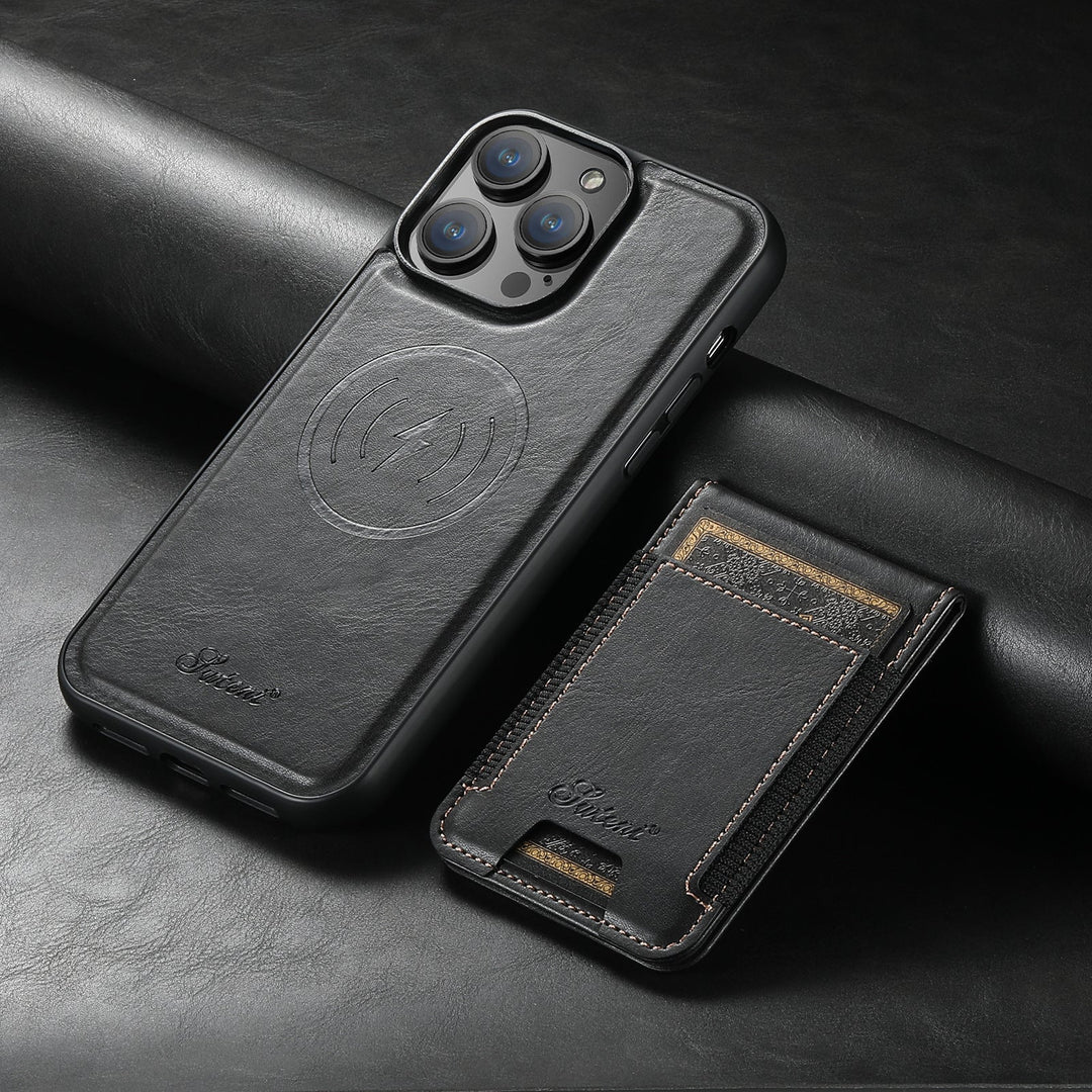 Leder iPhone Hülle mit MagSafe & Kartenhalter – 2-in-1 Wallet Case