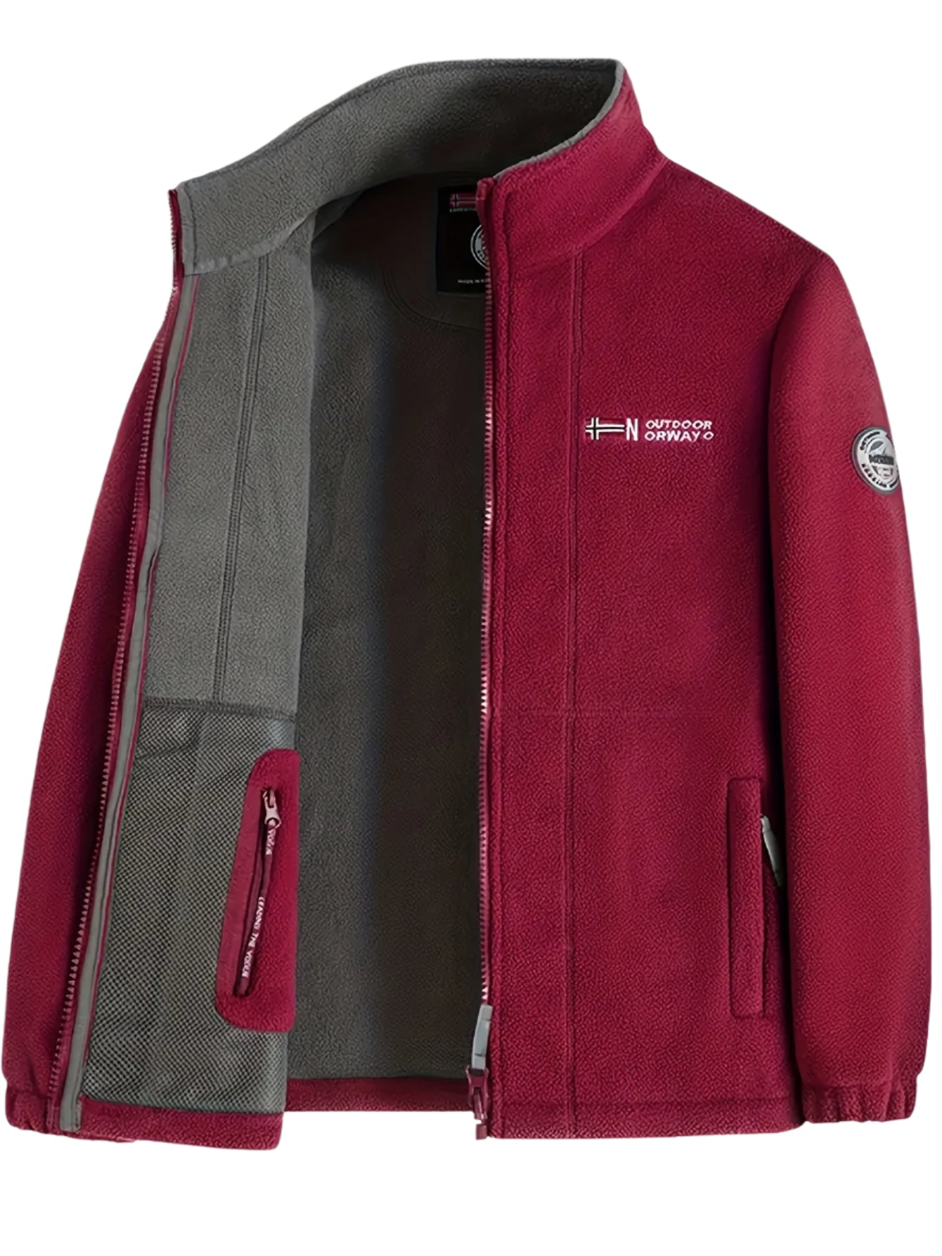 Outdoor Fleecejacke Herren – Warme Übergangsjacke mit Stehkragen & Reißverschlusstaschen