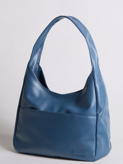 Geräumige Schwarze Schultertasche aus Veganer Leder – Minimalistisches Design