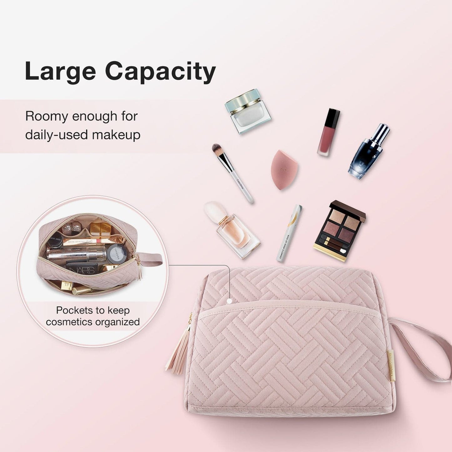 Luxus Kulturbeutel mit Handgelenksband – Wasserabweisender Make-up & Reise Organizer