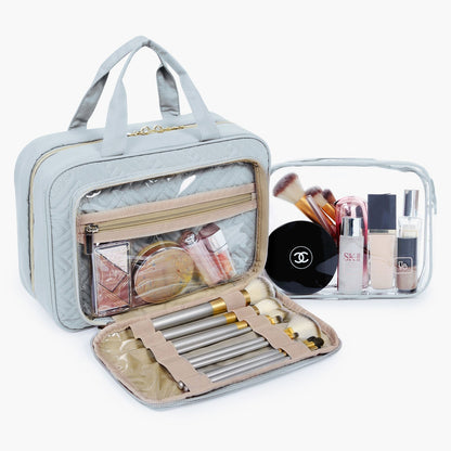 Wasserdichte Kulturtasche mit Transparentem Reiseset – Luxus Kosmetik- & Make-up Tasche für Reisen
