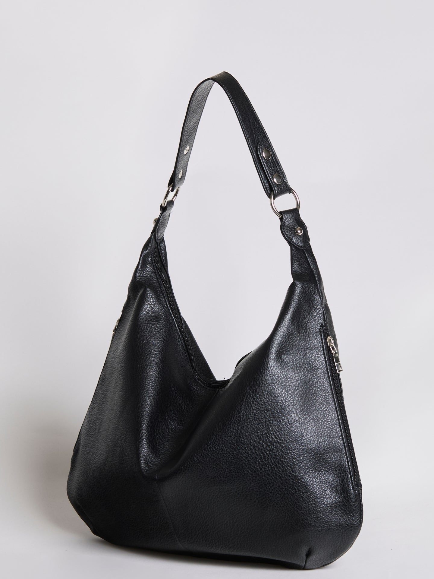Große Schultertasche Damen – Veganes Leder in Schwarz & Lila