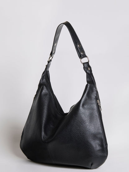 Große Schultertasche Damen – Veganes Leder in Schwarz & Lila