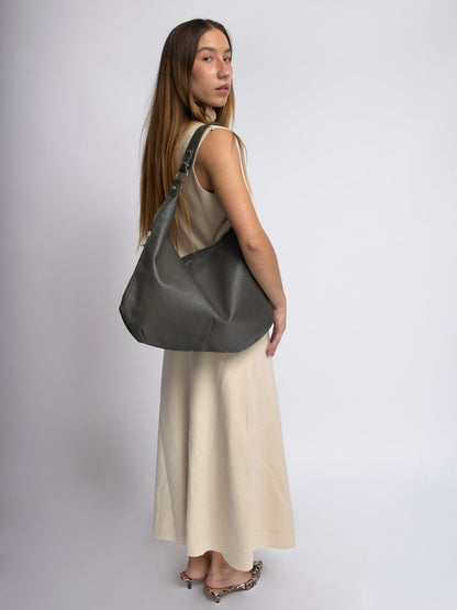 Große Schultertasche Damen – Veganes Leder in Schwarz & Lila
