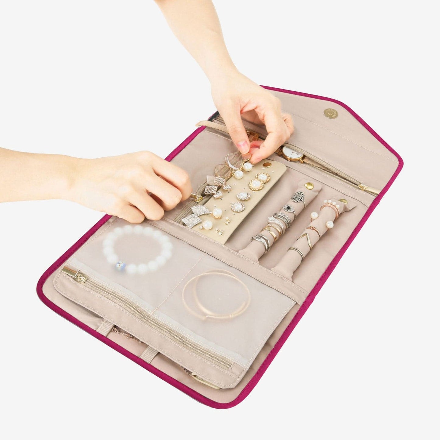 Schmucktasche Organizer – Kompakte Schmuck Aufbewahrung für Reisen im Umschlag-Design