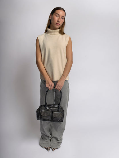 Luxe Vintage Schultertasche Damen mit Fronttaschen – Veganes Leder & Zeitloses Design