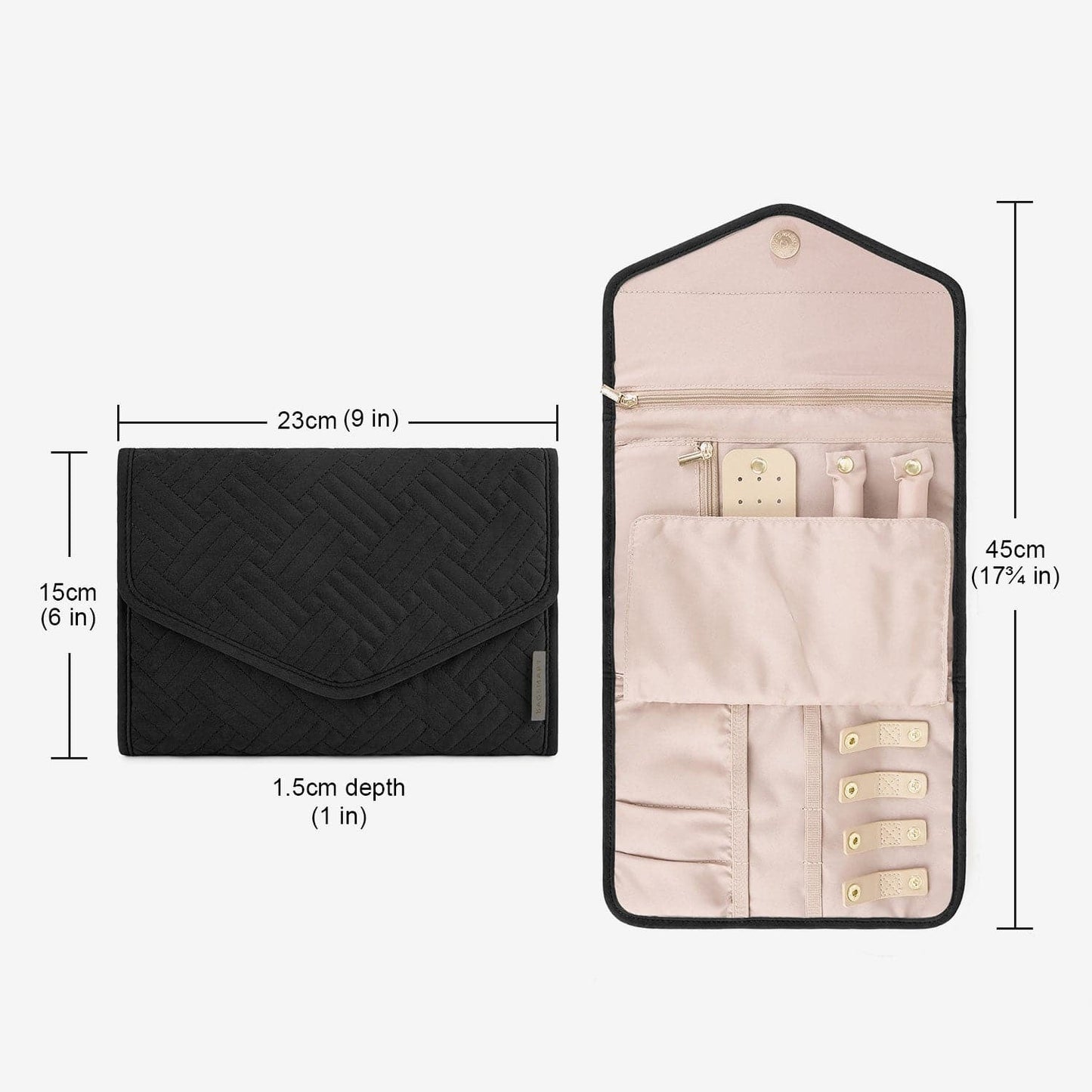 Schmucktasche Organizer – Kompakte Schmuck Aufbewahrung für Reisen im Umschlag-Design